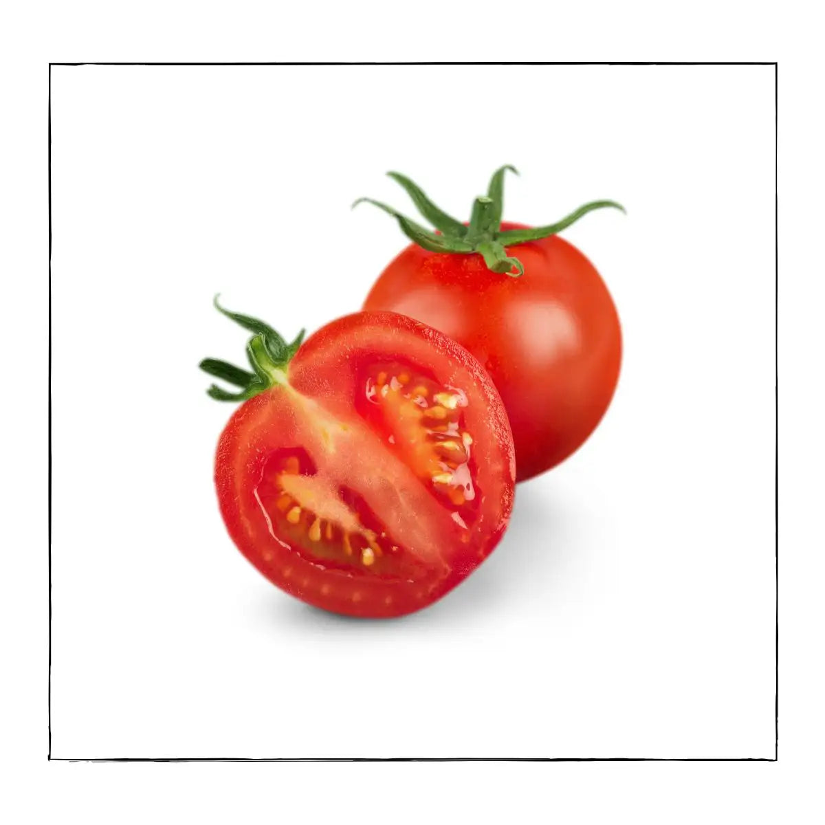 Rote Tomate auf weißem Untergrund
